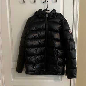 GUESS Black Hooded Puffer Jacket